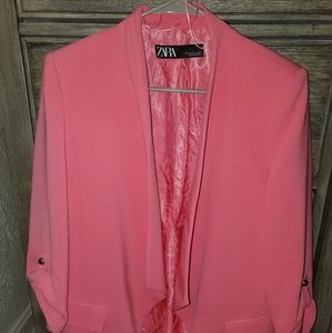 Zara pink blazer gold button lapel  medium